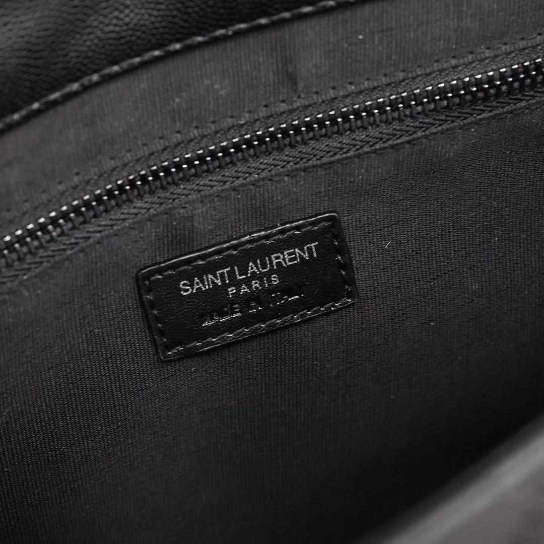 Saint Laurent Envelope Large Bag In Mix Matelasse Grain De Poudre Embossed Leather Black 31Cm