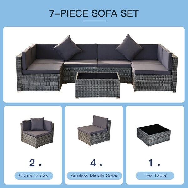 Siara 7piece Rattan Wicker Sectional Patio Set by Havenside Home
