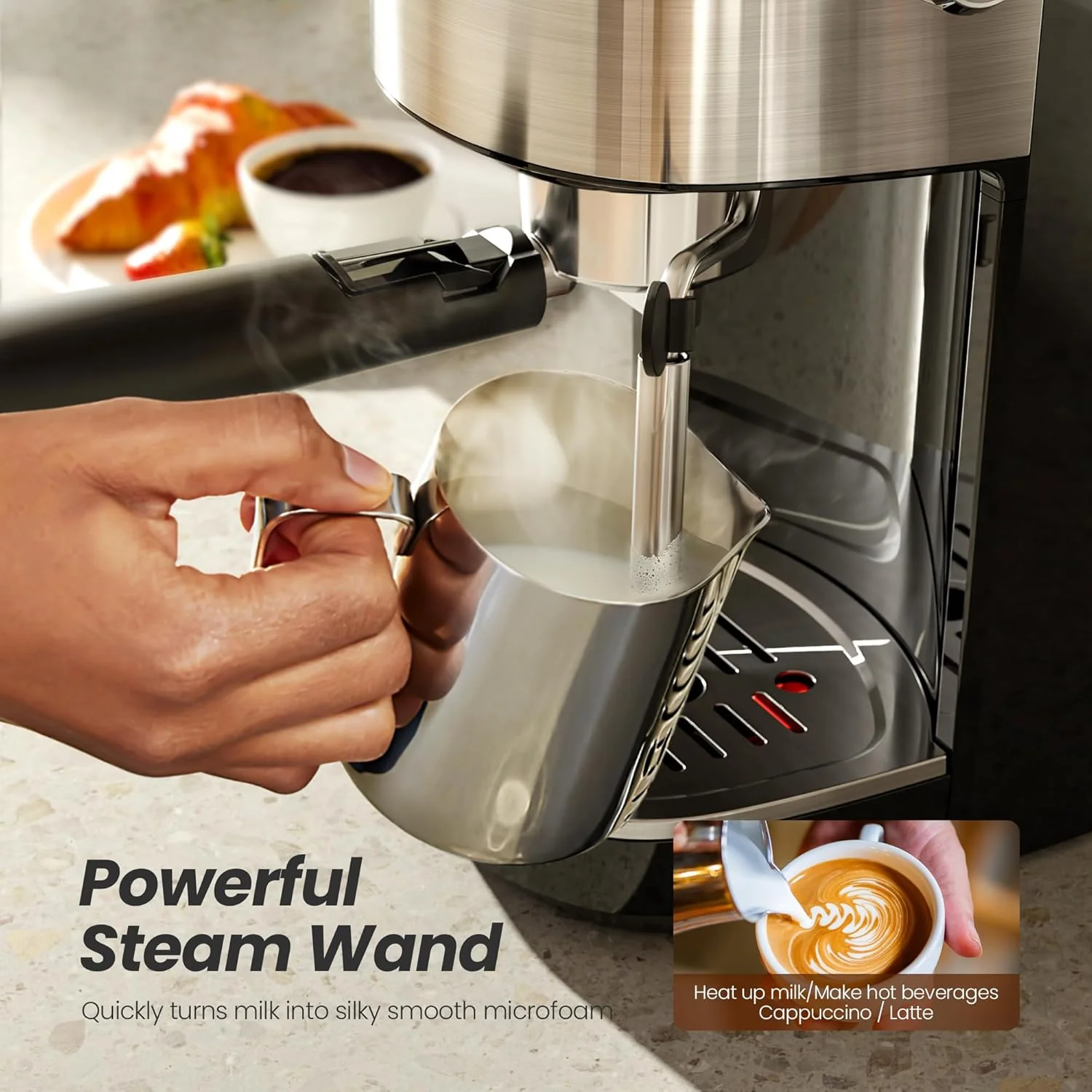 Kismile Coffee Maker,  Programmable Drip Coffee Makers ,Timer, Self-cleaning,Stainless Steel