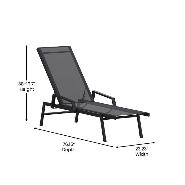 AllWeather Textilene Adjustable Chaise Lounge Chair with Arms