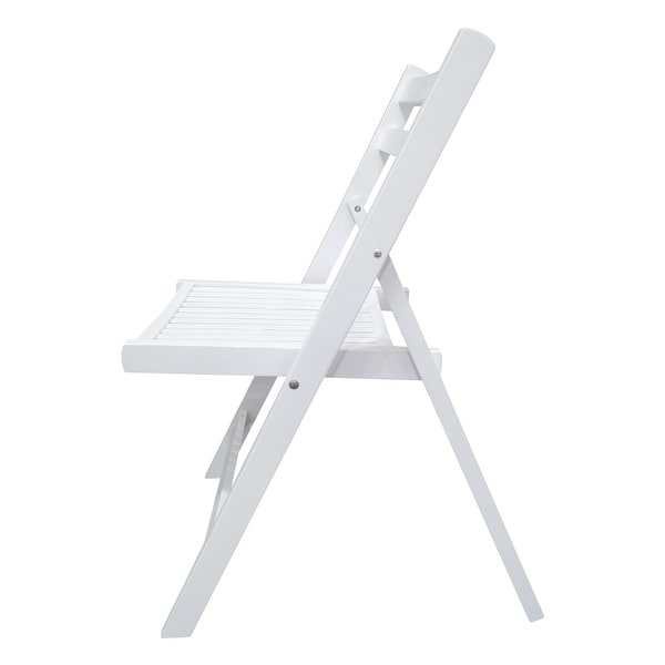 4pc White Wooden Armless Foldable Chair Set