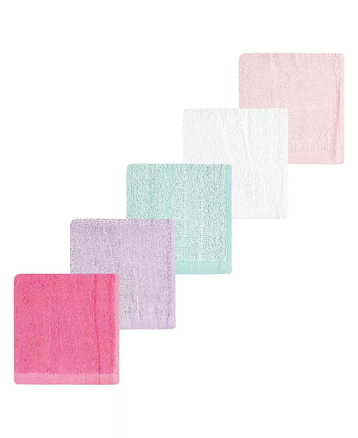 Hudson Baby Infant Girl Rayon from Bamboo Bib, Burp Cloth and Washcloth 10Pk, Pink Lilac