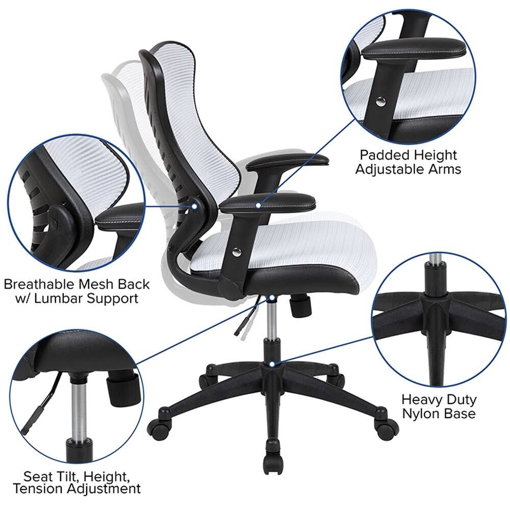 Offex High Back Designer Mesh Executive Swivel Ergonomic Office Chair with Adjustable Arms - White