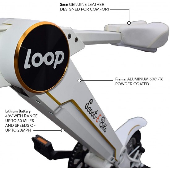 Folding Electric Adult Scooter – Electric Bicycle – Bluetooth Speaker – Stylish and Stable – Leather Seat – Lightweight – Excellent Range