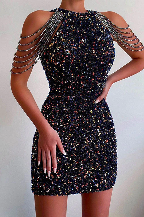 Sequin Halter Neck Bodycon Party DressClistos