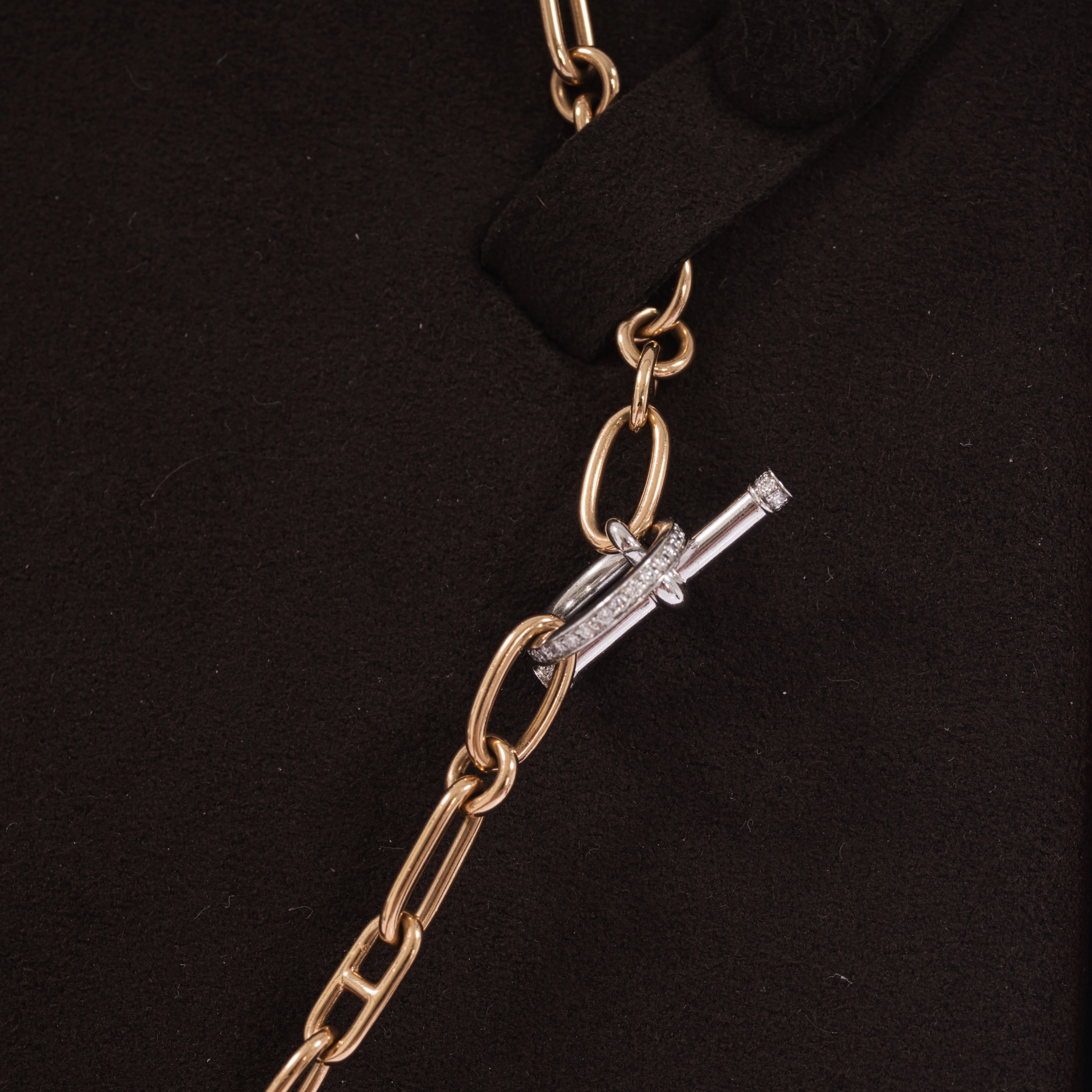 Hermès Kelly Bijou Précieux 18K Rose Gold Diamond Chain Mail Necklace