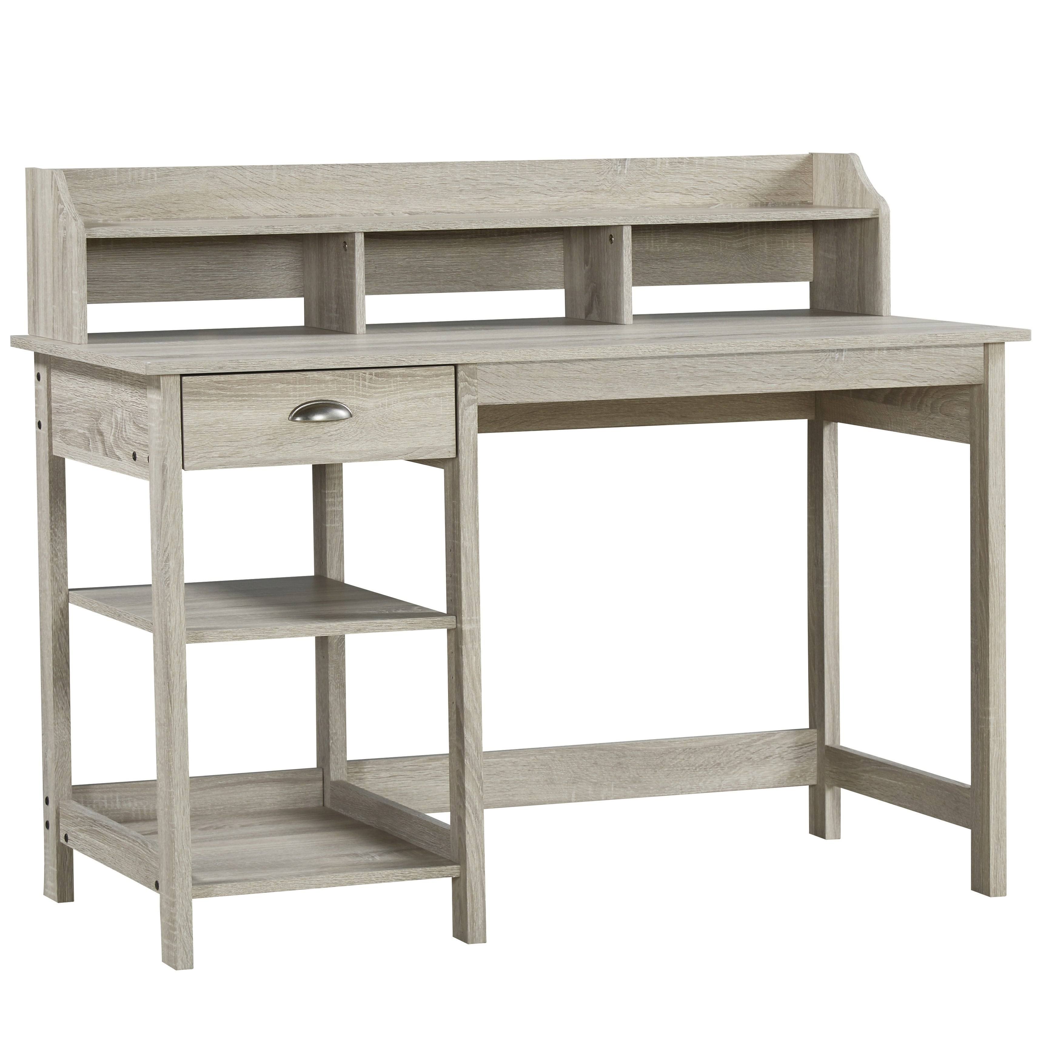 Saint Birch Finley Teak 47-inch Writing Desk with Hutch - Gray Oak