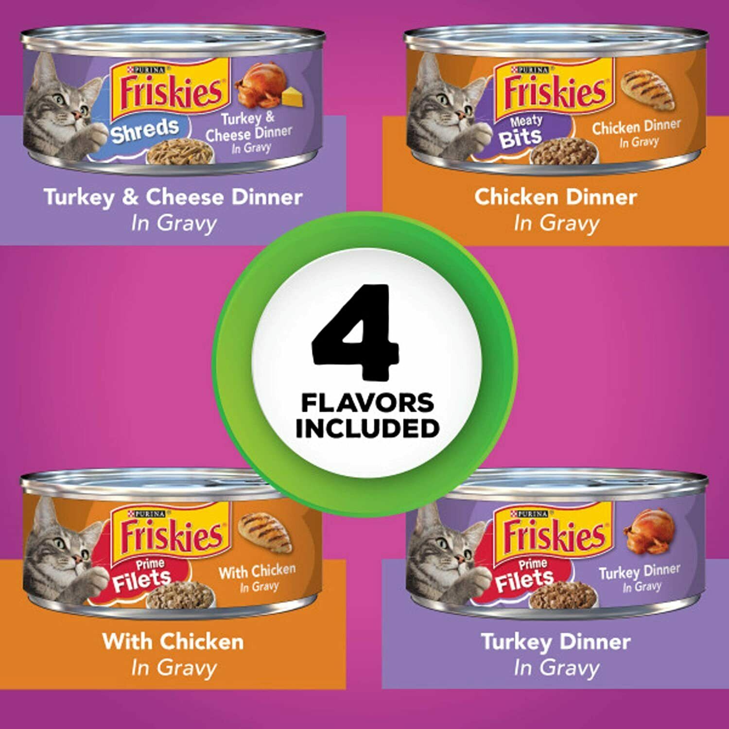 Friskies Gravy Wet Cat Food Variety Pack, 5.5 oz 32Cans (2 Box)
