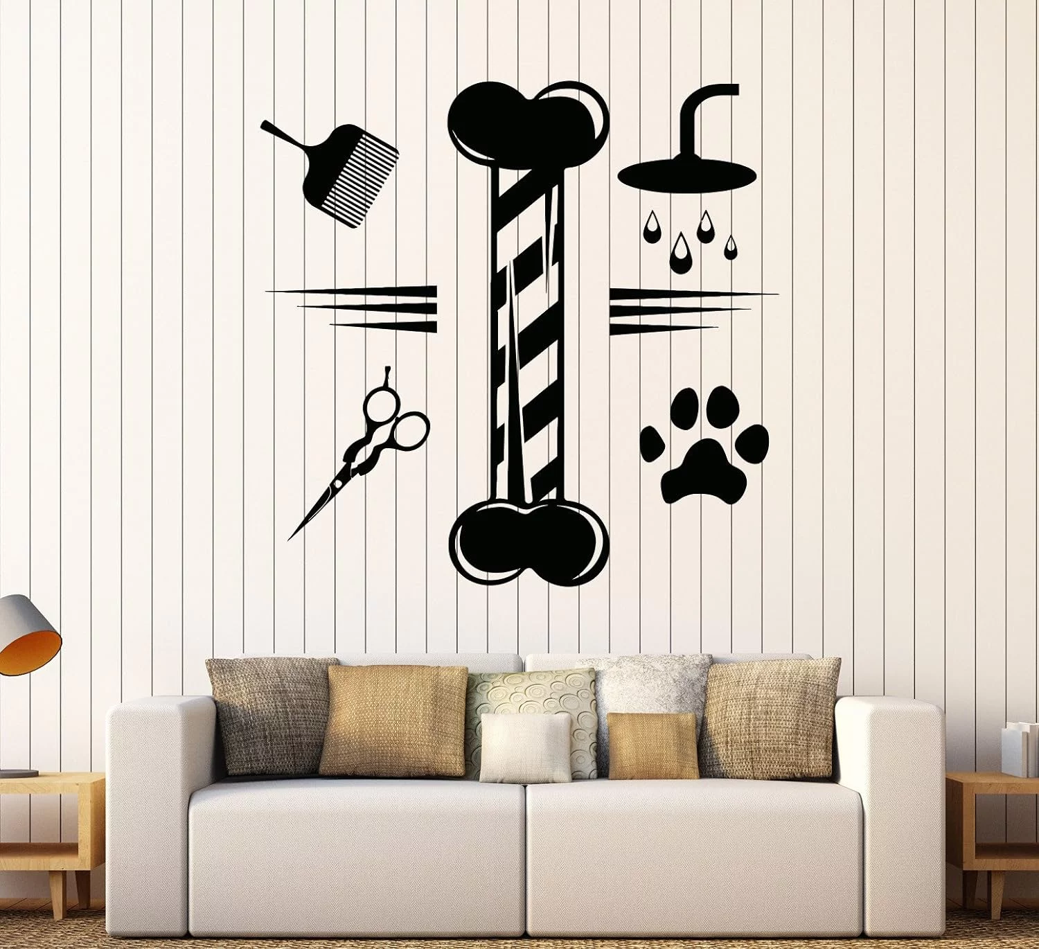Vinyl Wall Decal Grooming Pets Beauty Salon Animals Stickers Large Decor (1038Ig) White