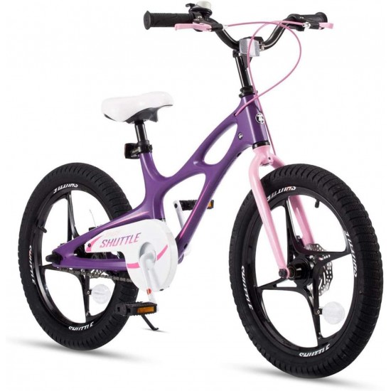 Kids Bike Boys Girls Space Shuttle 14 16 18 Inch Magnesium Disc Brakes Training Wheels Kickstand Black White Purple 3-9 Years Bicycle