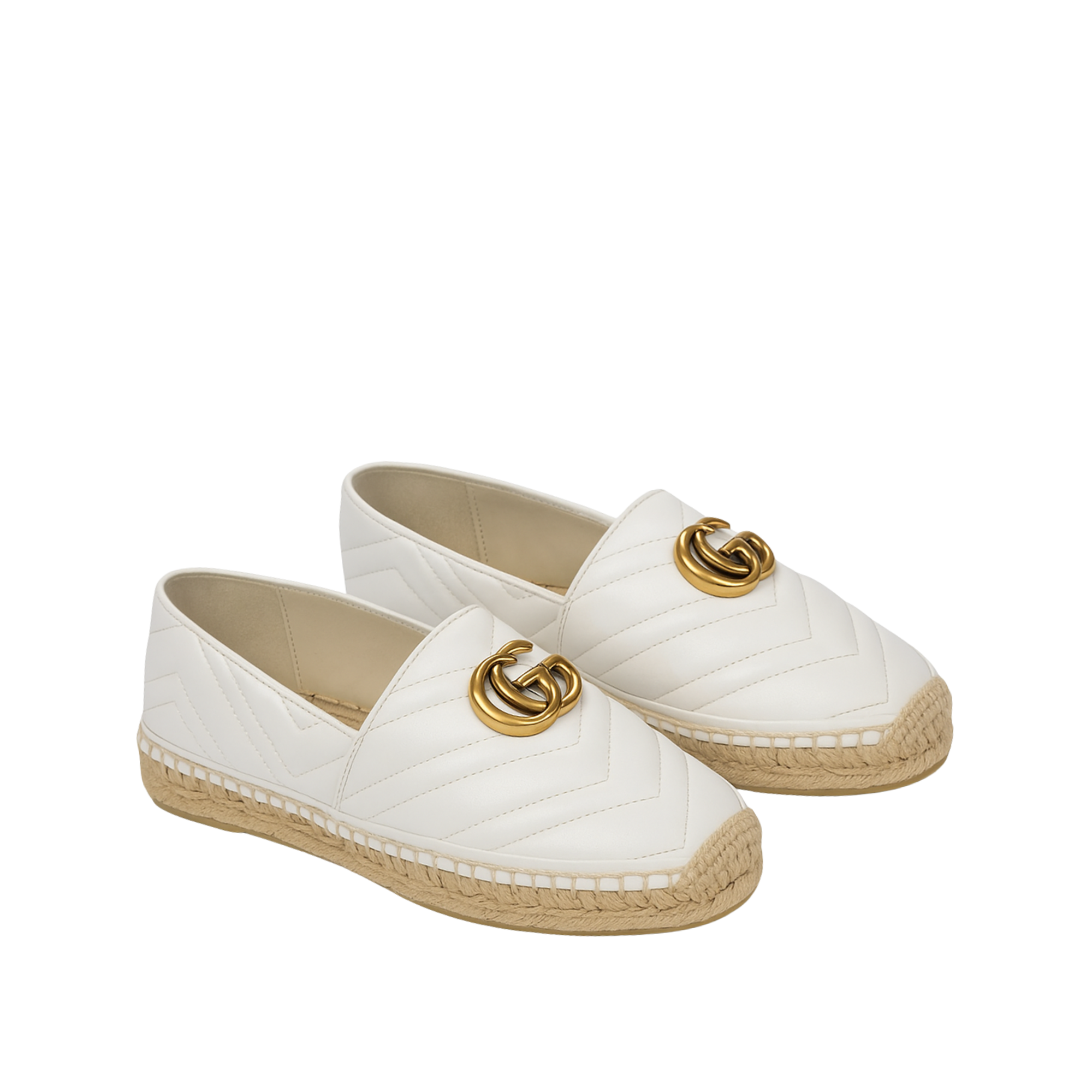 Gucci Leather Espadrille With Double G White ?551890 Bko00 1000