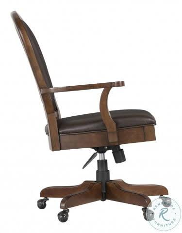 Riverside Clinton Hill Leather Desk Chair in Classic Cherry
