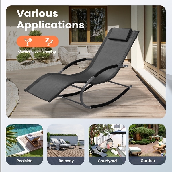 Pellebant Chaise Patio Rocking Chair with Pillow