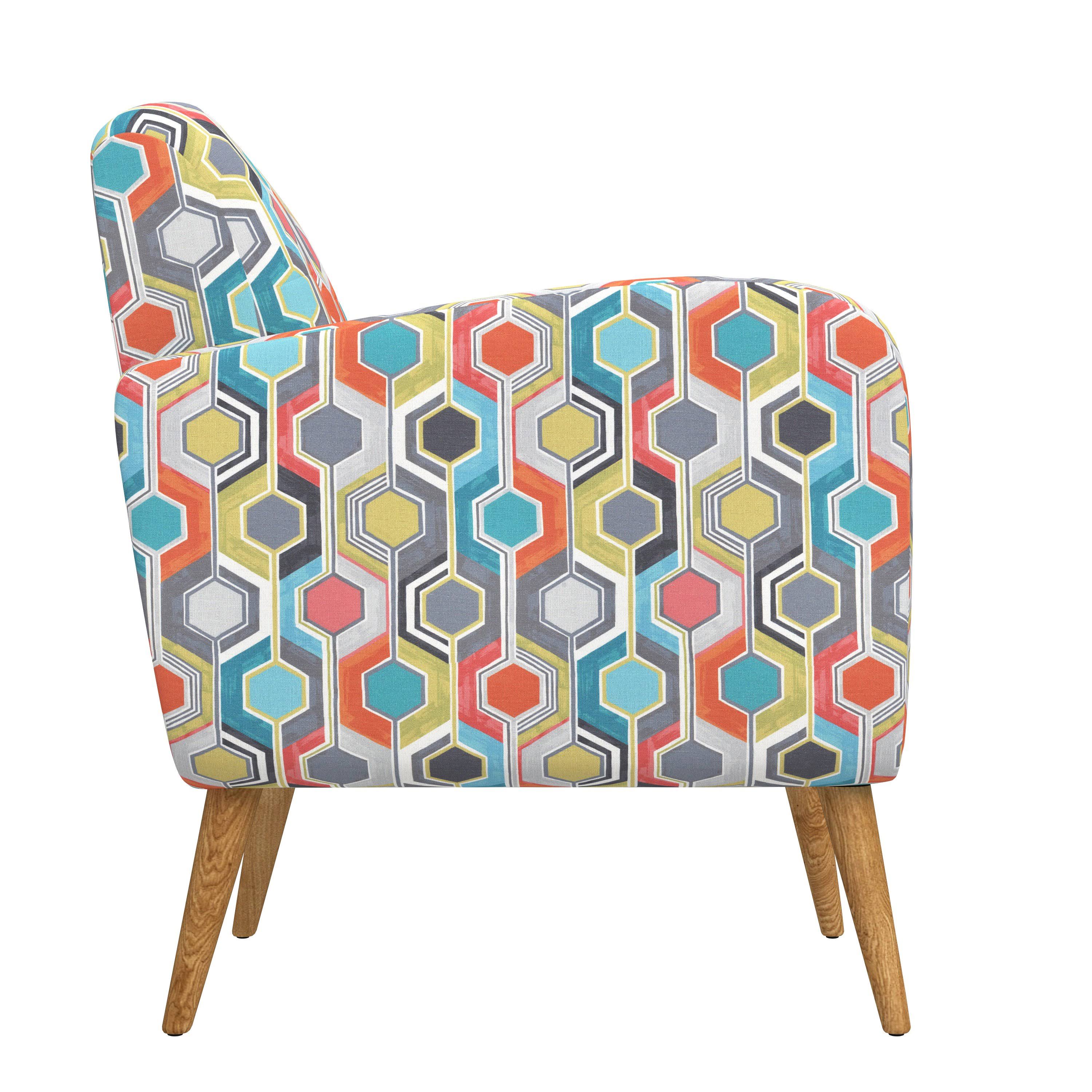 Domesis Kremmling Mid-Century Modern Armchair Peacock Blue Linen