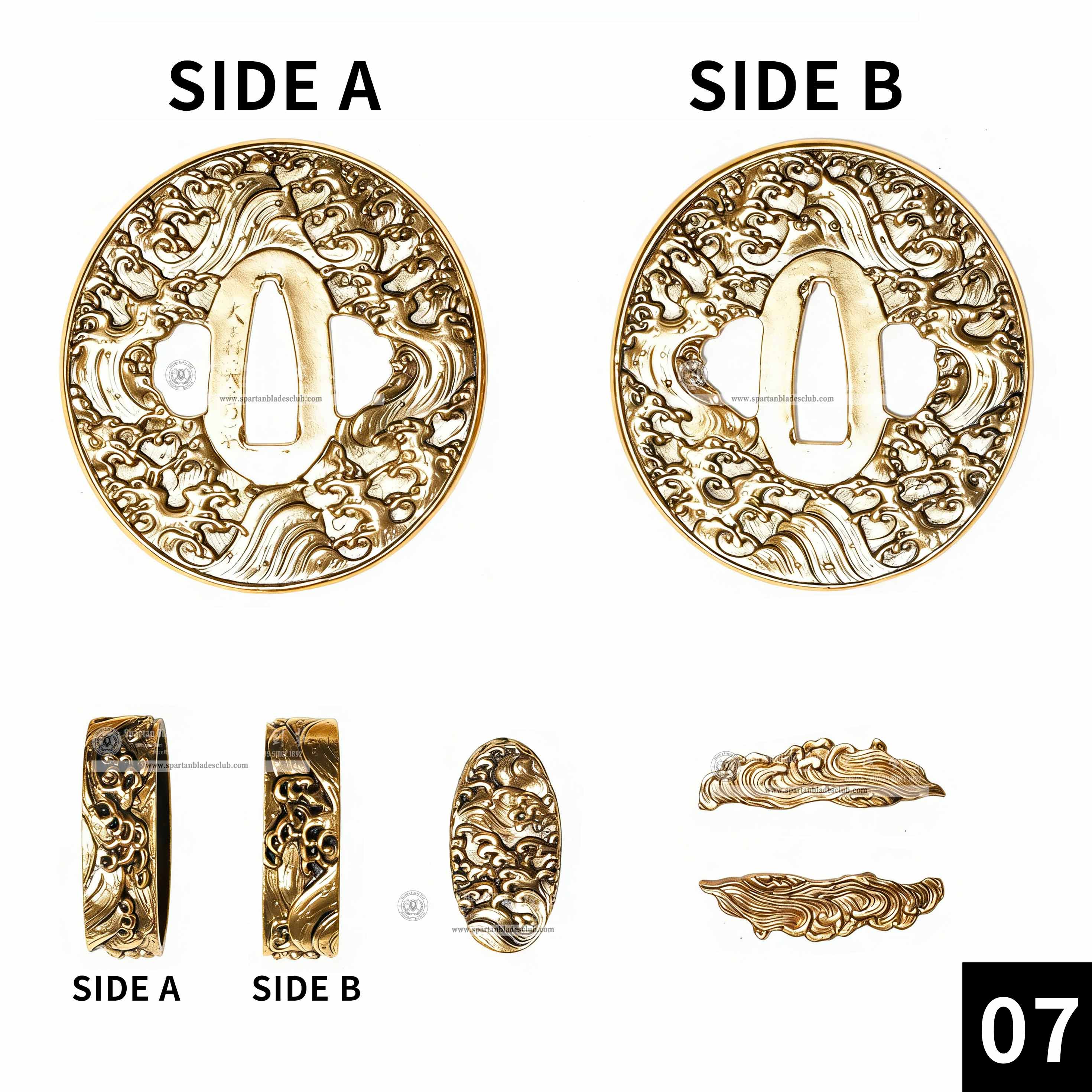 Custom Your Katana | Waves | Complete Set Fittings (Brass Gilded) | Spartan Blades Club | CHEN'S SWORDS 1892 - Spartan Blades Club - 陳氏劍莊1892