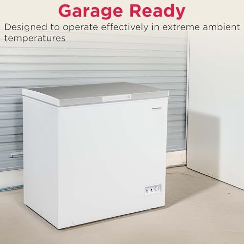 Chest Deep Freezer, 7 Cu. Ft. Capacity, Shiny Stainless Steel Top Lid Design-Adjustable Thermostat-Removable Vinyl Coated Wire Basket-Easy Defrost Drain- Garage Ready