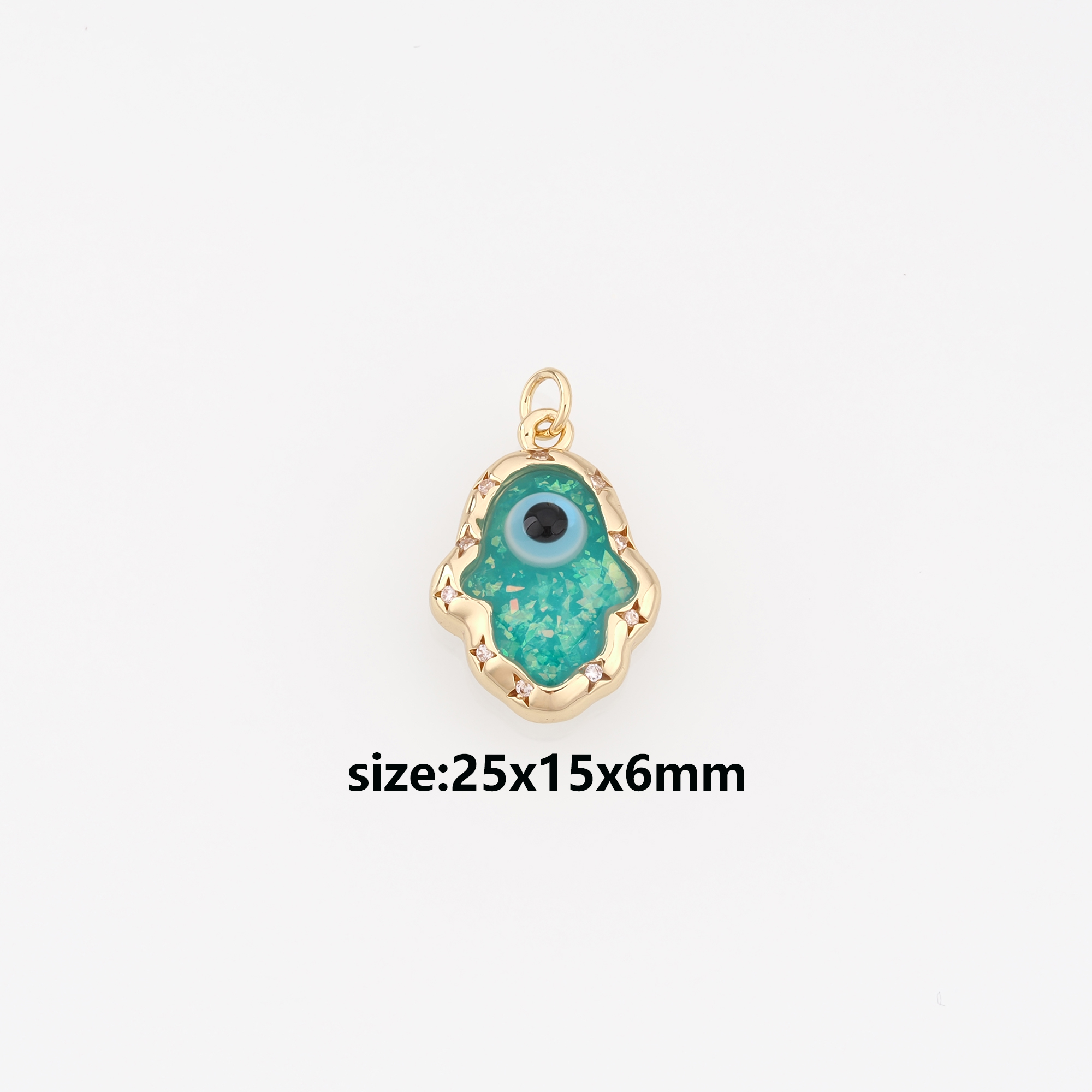 18K Gold Filled Hamsa Pendant,Enamel Hamsa Charm Earrings Necklace for DIY Jewelry Making Supply
