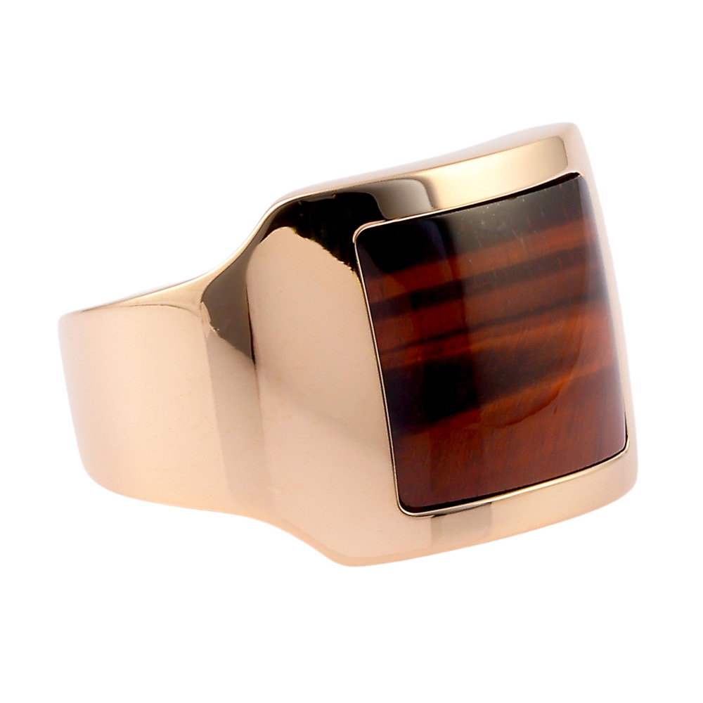 Cartier Santos Dumont Ring 18K Rose Gold Tiger Eye