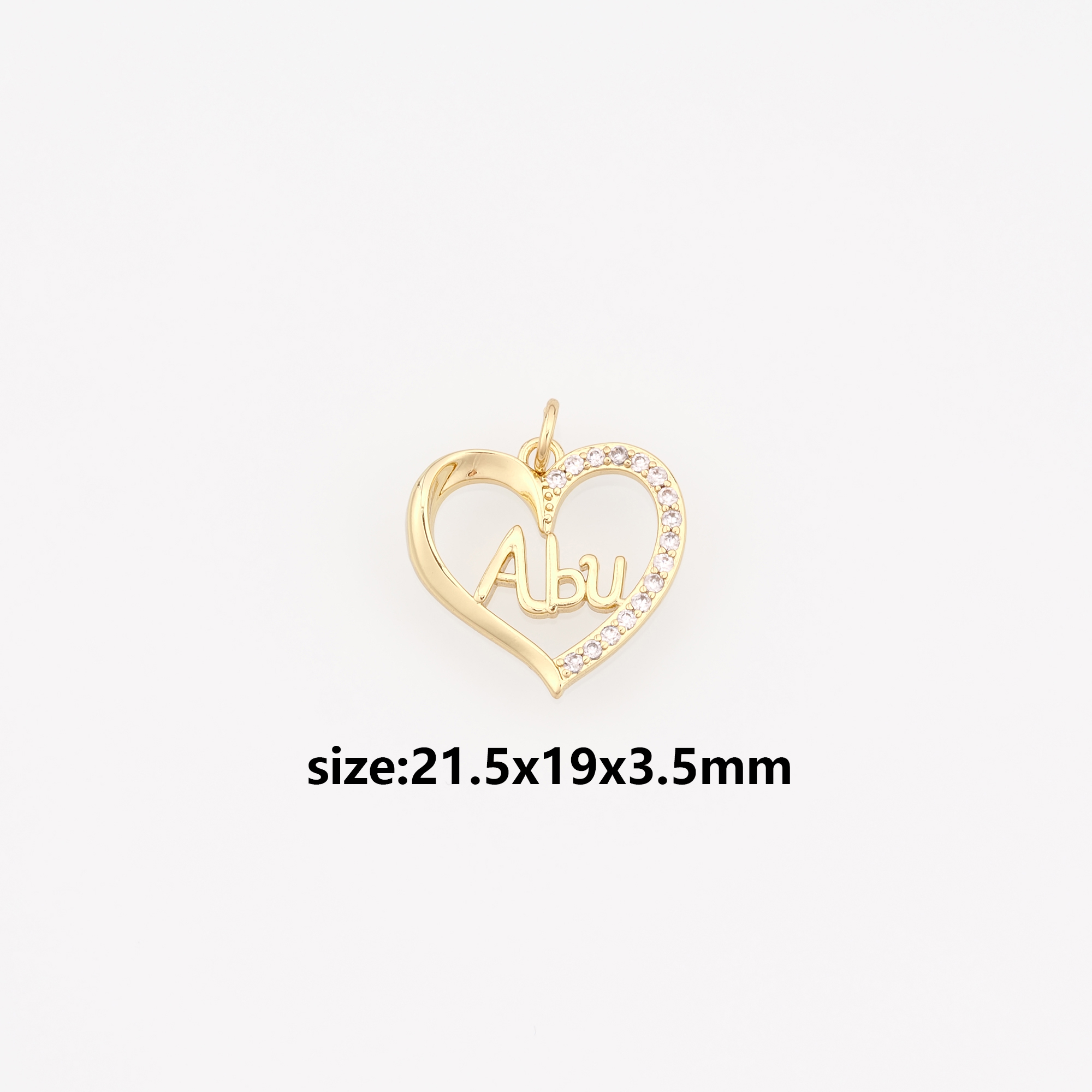 18K Gold Filled Heart Pendant,CZ Micro Pave Heart Charm Earrings Necklace for DIY Jewelry Making Supply