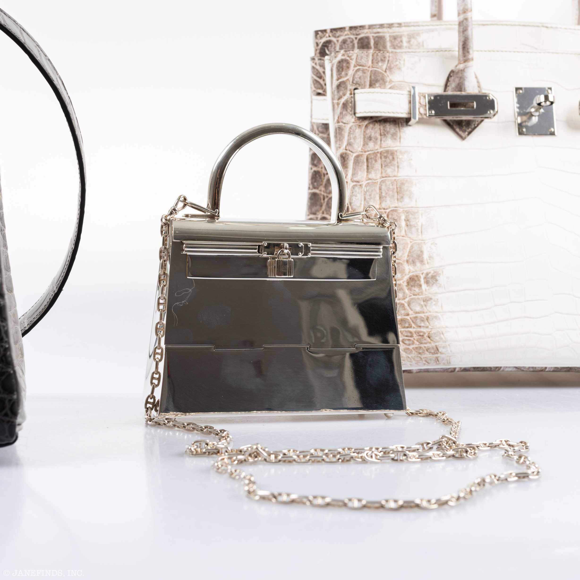 Hermès Ultra-Rare Mini Kelly in Sterling Silver, 1990s