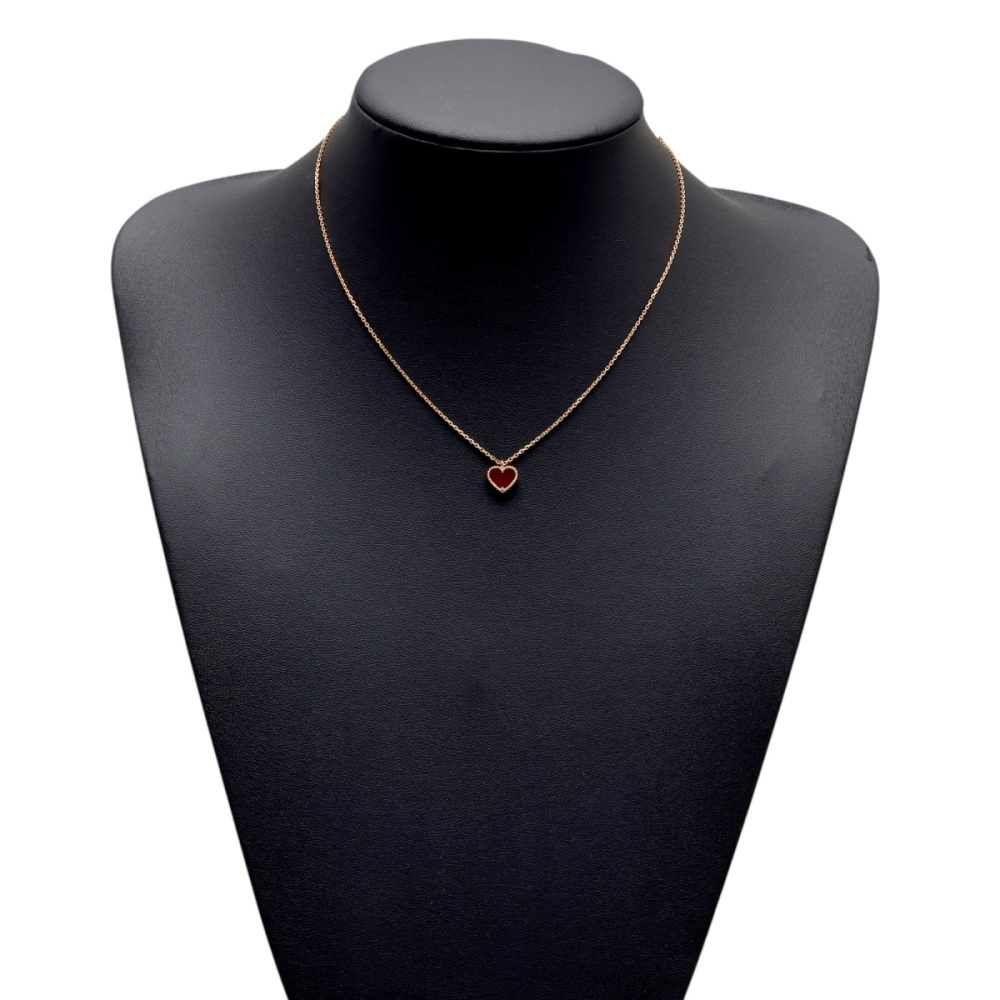 Van Cleef & Arpels Sweetheart Heart Motif Necklace 18K Rose Gold Carnelian VCARN59N00
