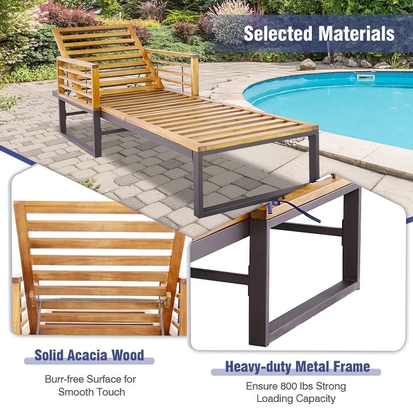 Adjustable Cushioned Patio Chaise Lounge Chair with 4Level BackrestNavy