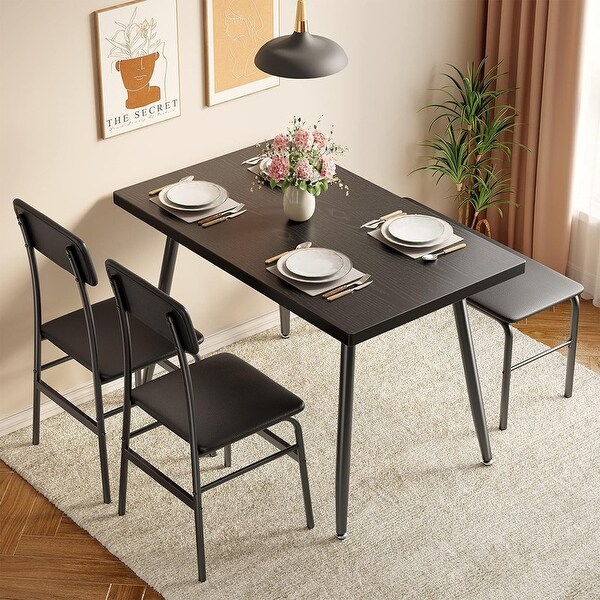 Dining Table Set for 4,Kitchen with Bench and 2 Chairs Small Space