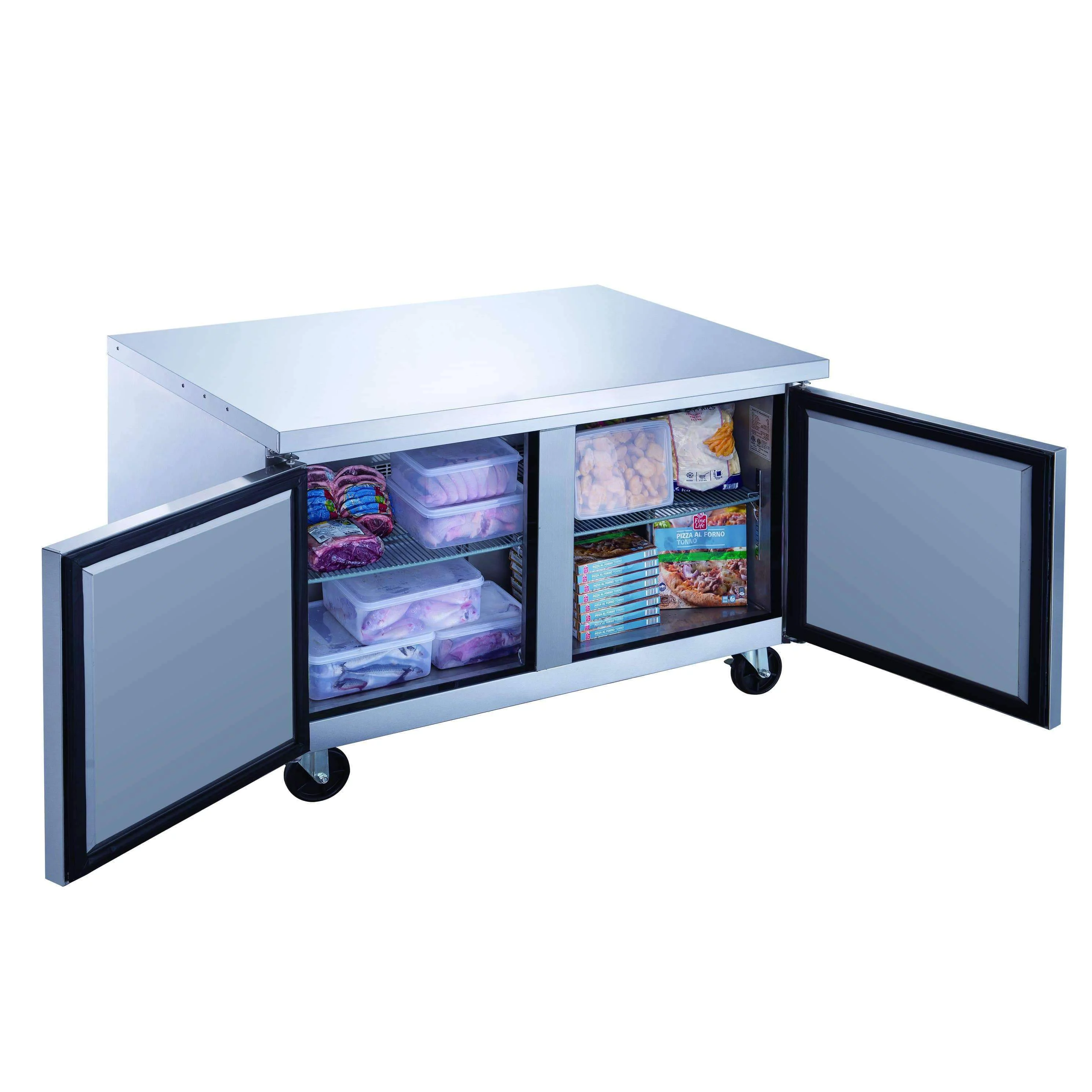 Dukers - DUC60F 2-Door Undercounter Commercial Freezer in Stainless Steel
