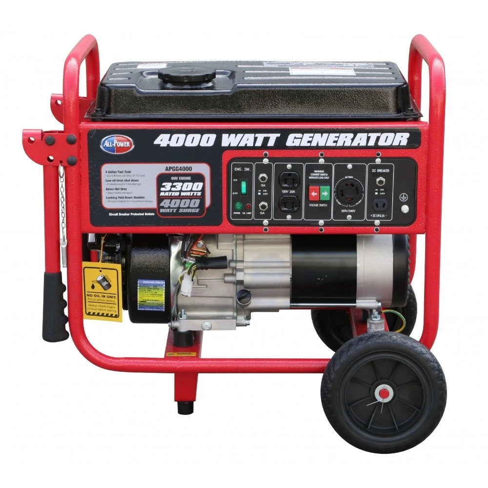 All Power 4000 Watt Generator APGG4000, 4000W Portable Generator for Home Use Power Backup, RV Standby, Hurricane Damage Restoration Power Backup, EPA Certified