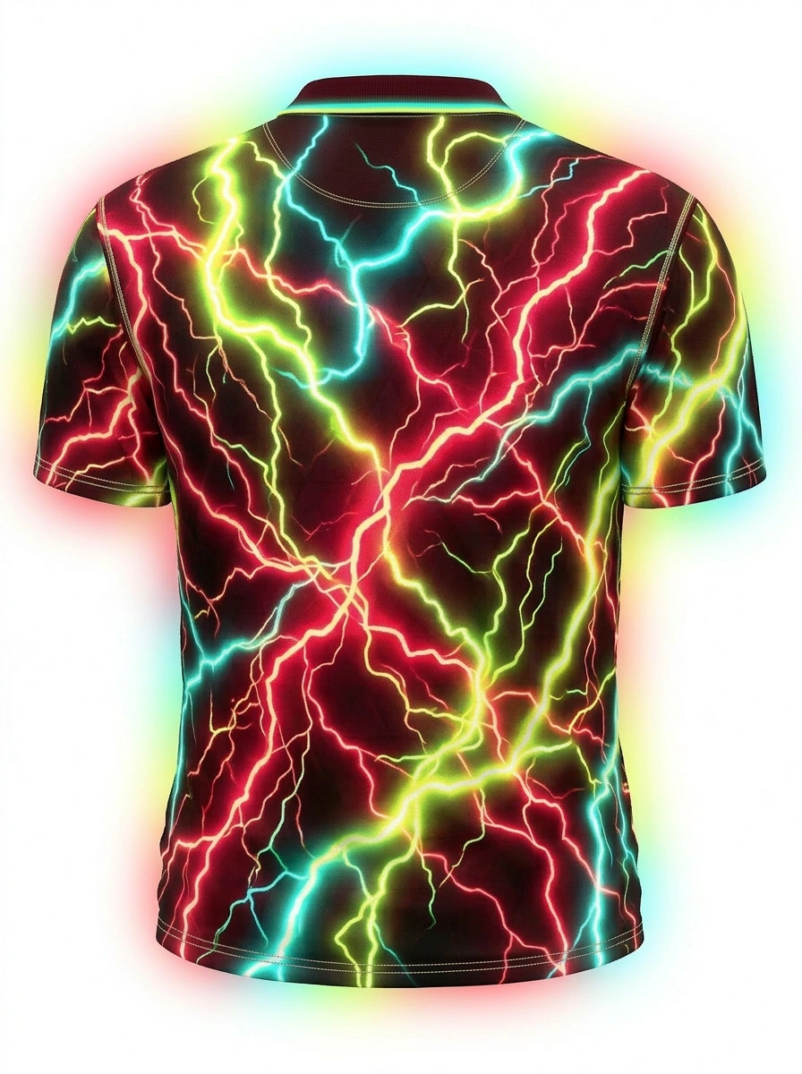 Moisture Wicking Golf Polo 3D Black Red Multicolor Lightning Button Short Sleeve Golf Polo Shirt Shirt