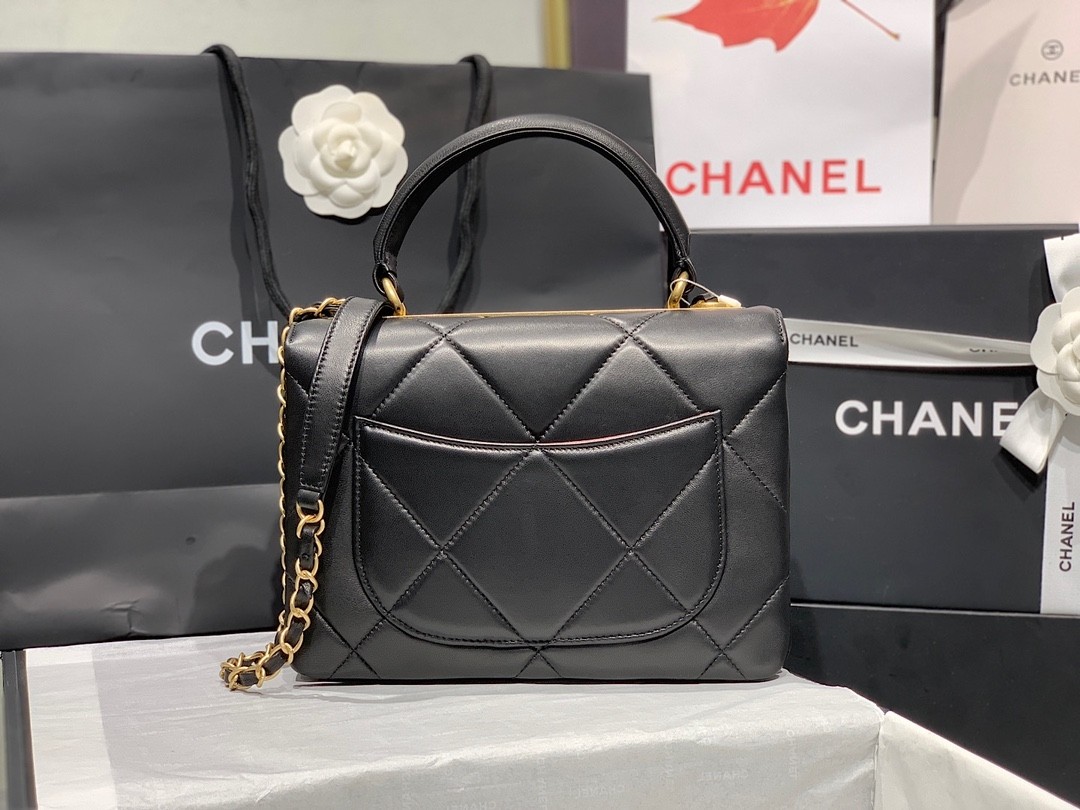 Chanel  Lambskin Quilted Small Trendy CC Top Handle Flap Navy - cnluxepick
