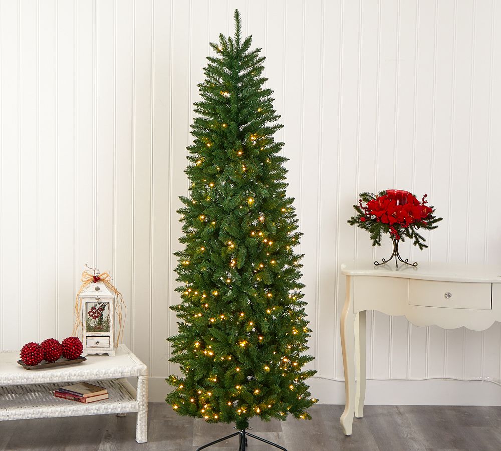 Lit Slim Green Mountain Pine Faux Christmas Tree  sgtnighsdesigns