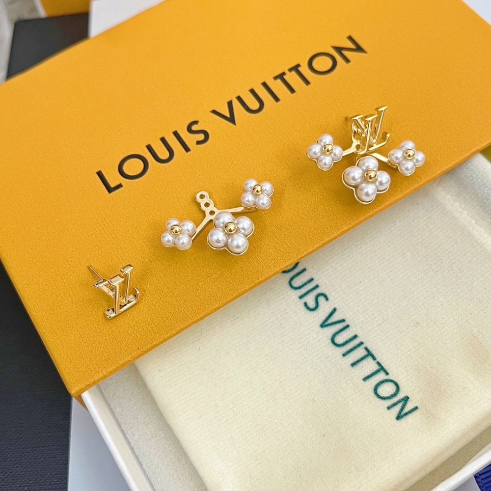 Louis Vuitton Lv Floragram Earrings White Gold