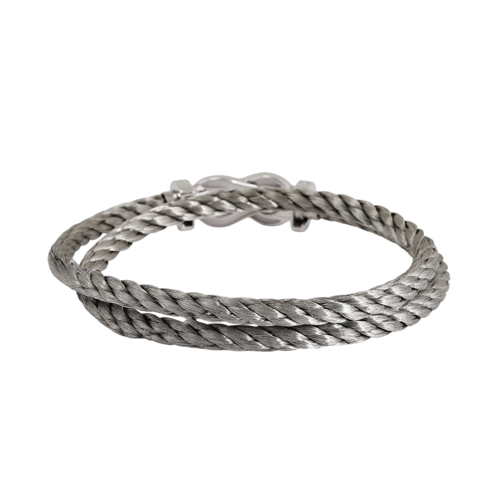 FRED Chance Amphini Bracelet 18K White Gold & Stainless Steel Diamond 0B0103-6B0275