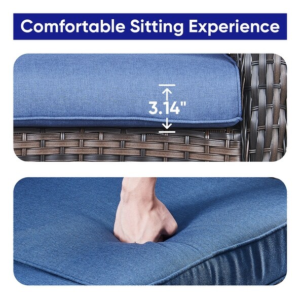 Patio Wicker Sofa Swivel Chair Set of 8