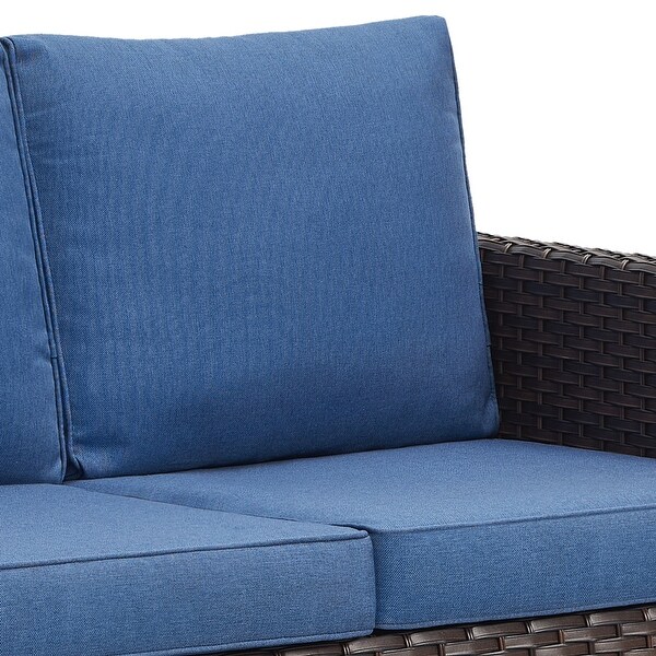 PE Wicker Sofa Rocking Chair Ottoman Set of 9