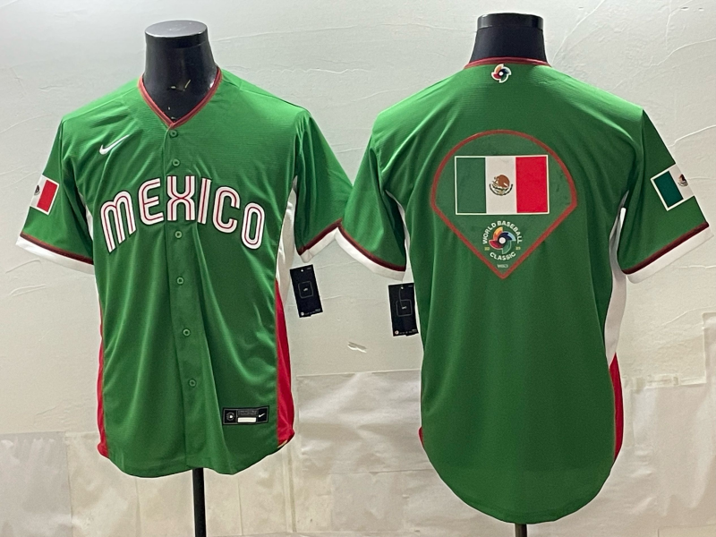 Men's Mexico Baseball Green 2026 World Baseball Classic Game Jersey