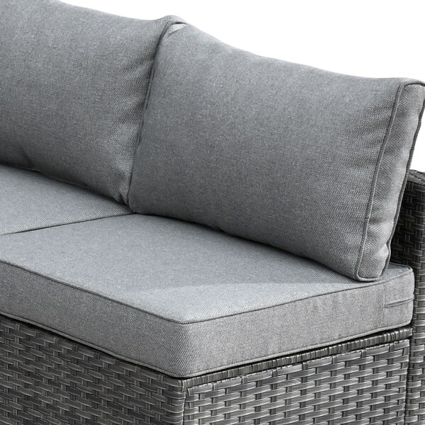 HOOOWOOO 8piece Patio Furniture Set Wicker Sectional Sofa with Fire Pit Table