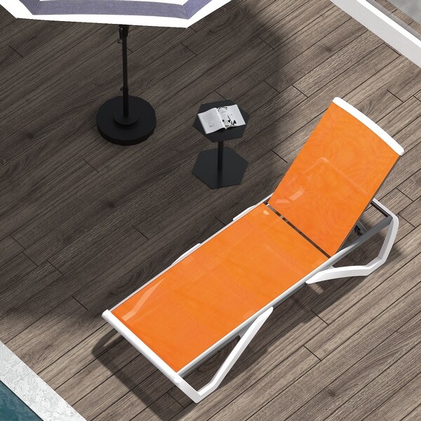 Domi Patio Chaise Lounge,AllWeather Adjustable Recliner with Wheels,Stackable