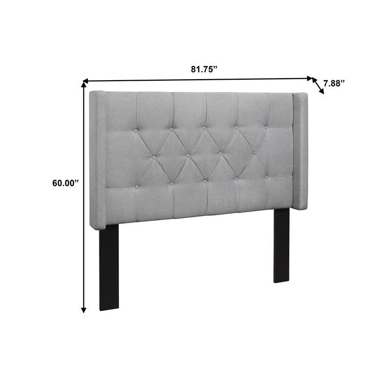 Hilton Headboard Light Gray Linen King