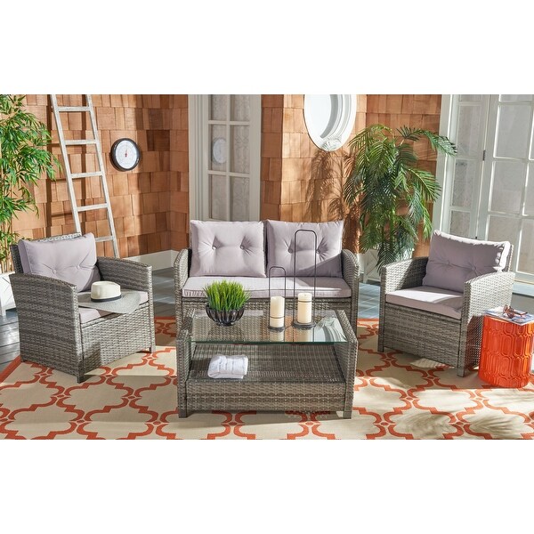 SAFAVIEH Outdoor Vellor 4Piece Conversation Patio Set.