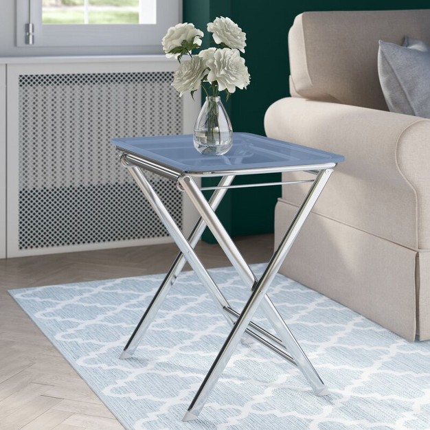 Leisuremod Victorian Mid century Modern Folding Side Table With Chrome Legs