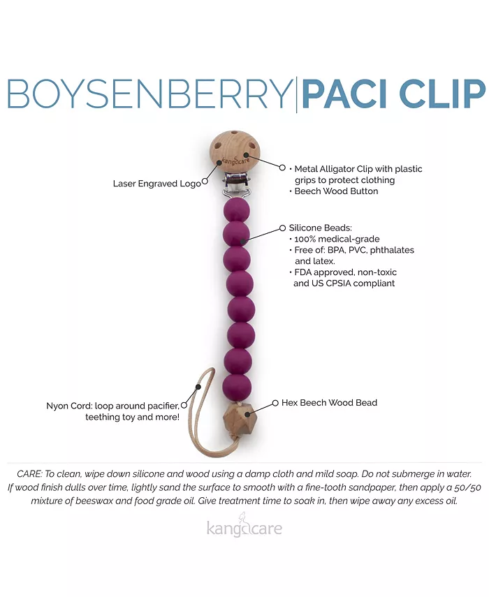 Kanga Care Baby Silicone and Wood Paci Clip