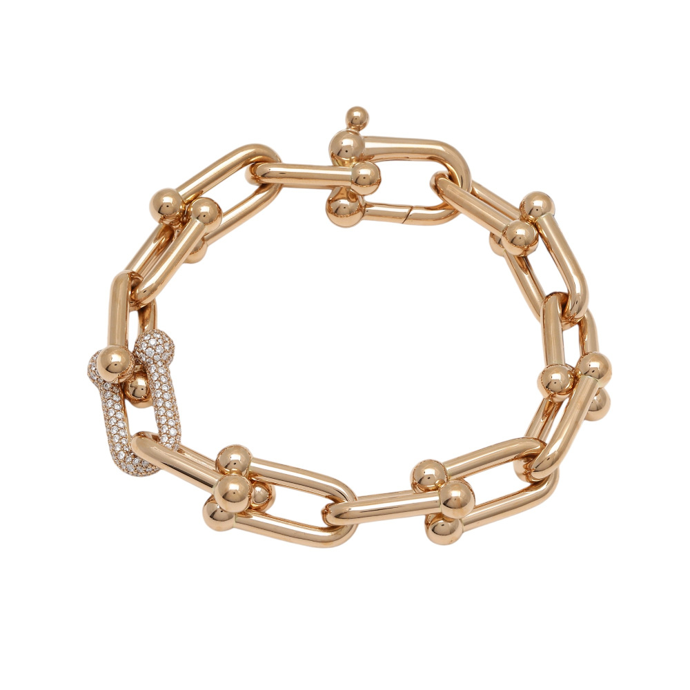 Tiffany & Co. Hardware Link Bracelet 18K Rose Gold Diamond 60451095