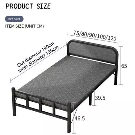 Retractable folding bed double adult home rental simple bed single bed reinforced iron bed