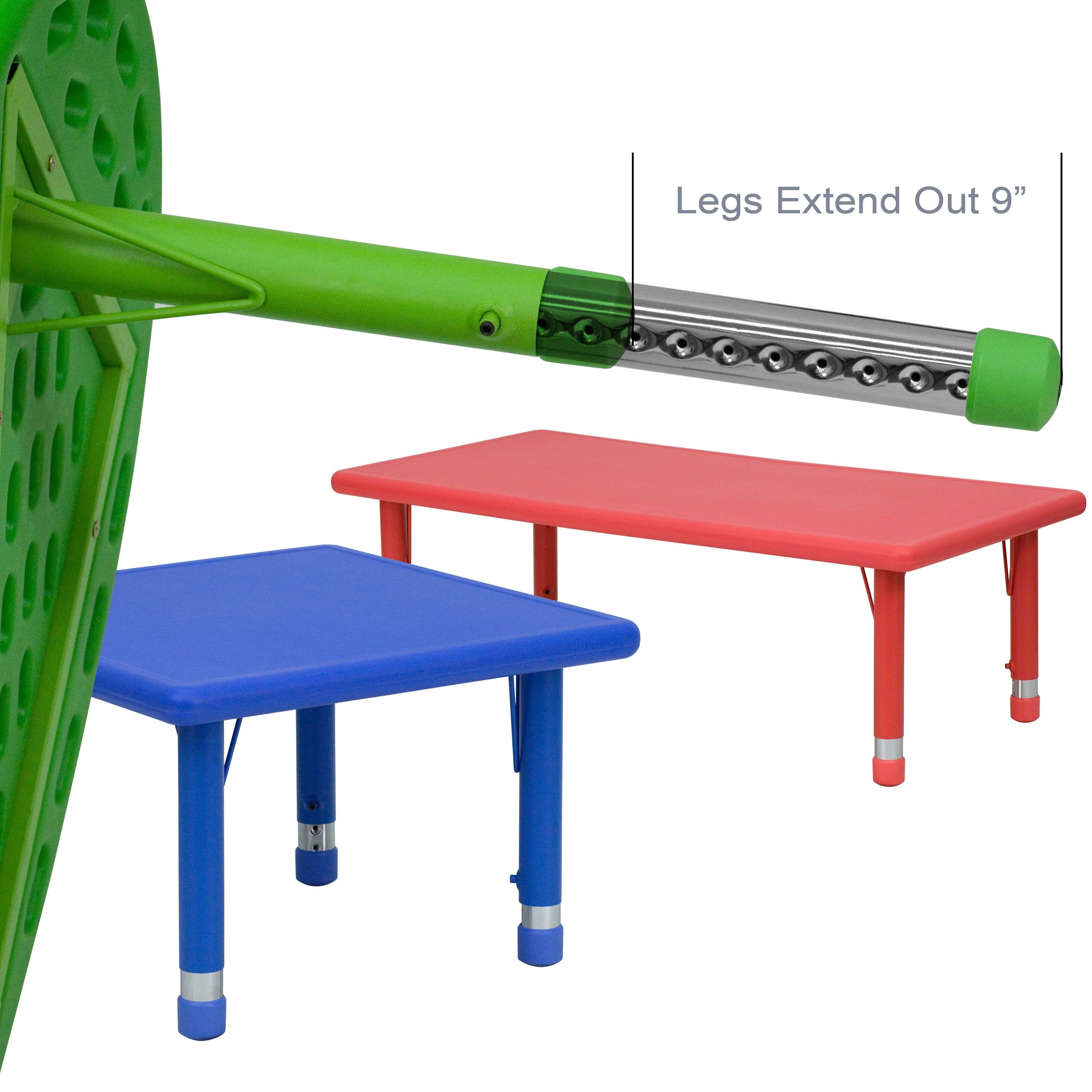 Flash Furniture Square Adjustable Plastic Activity Table Set with 4 School Stack Chairs, Blue