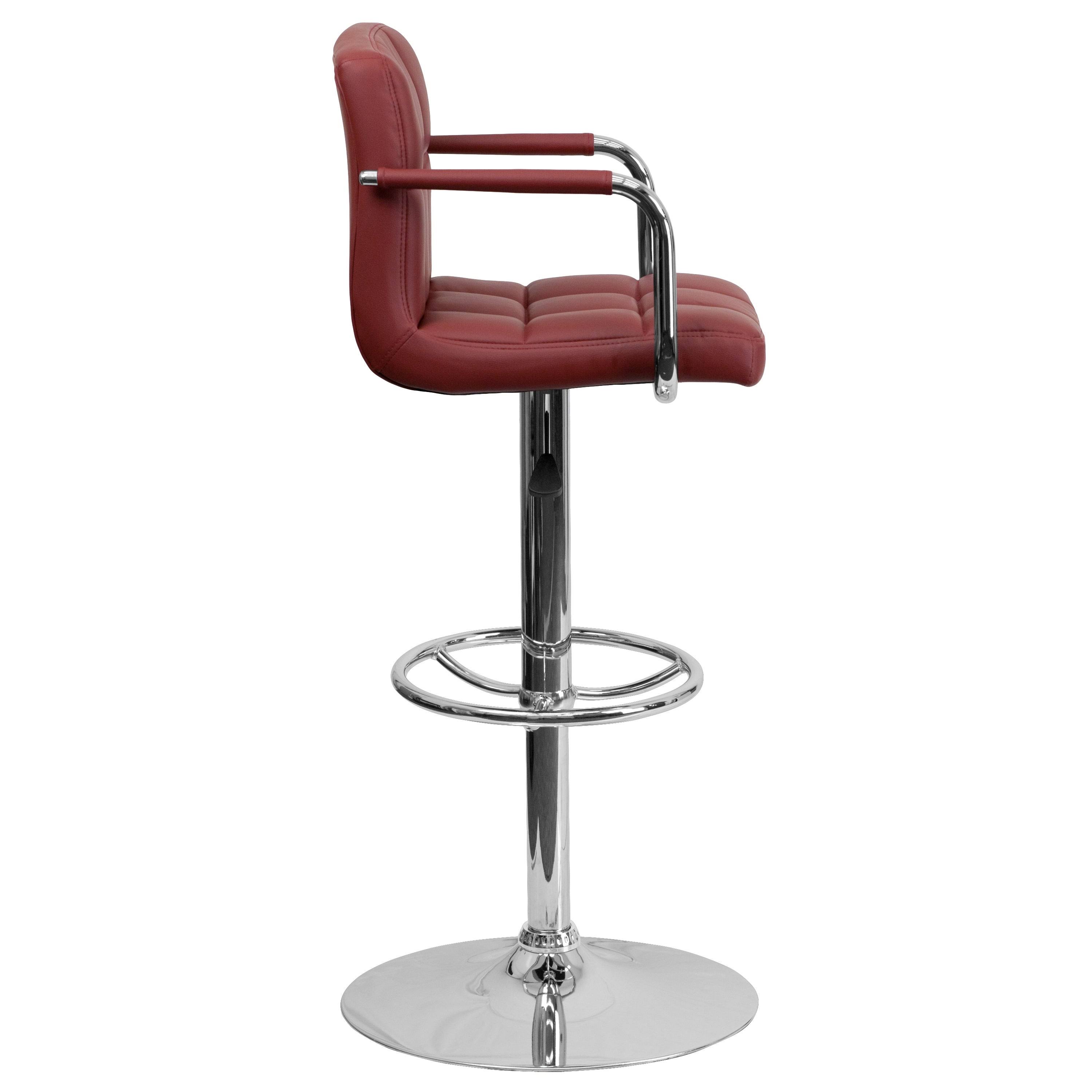 Lancaster Home Vinyl and Metal Adjustable Quilted Barstool (Yellow)