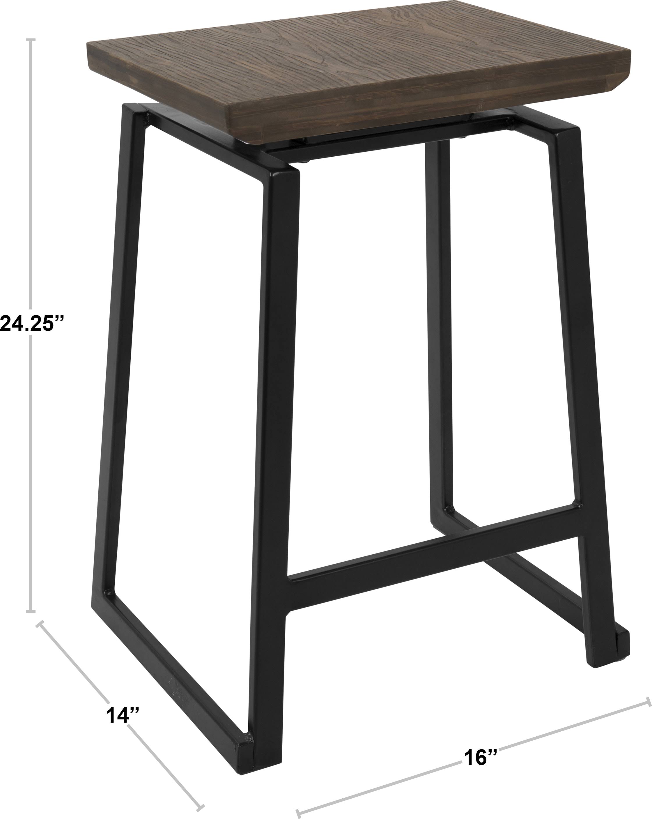 LumiSource Geo Counter Stool in Vintage White and Espresso (Set of 2)