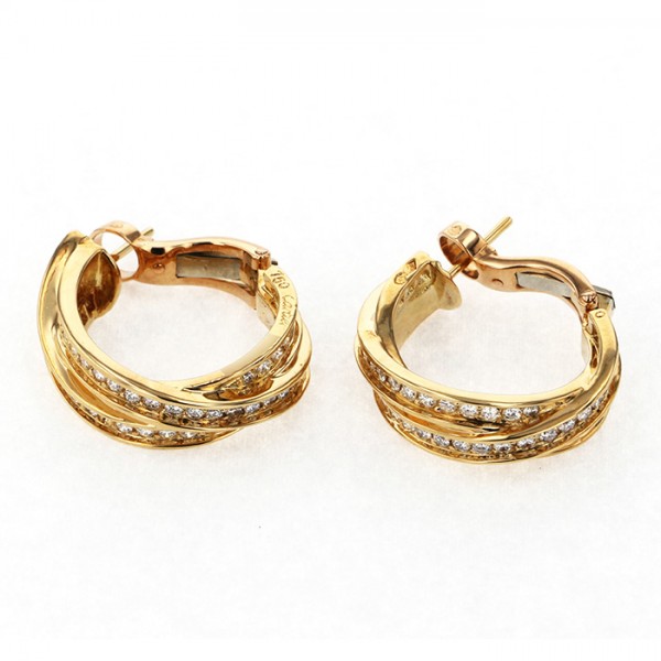 Cartier Trinity Do K18YG Yellow Gold Pg Pink Gold Wg White Gold Earrings Tri-Gold