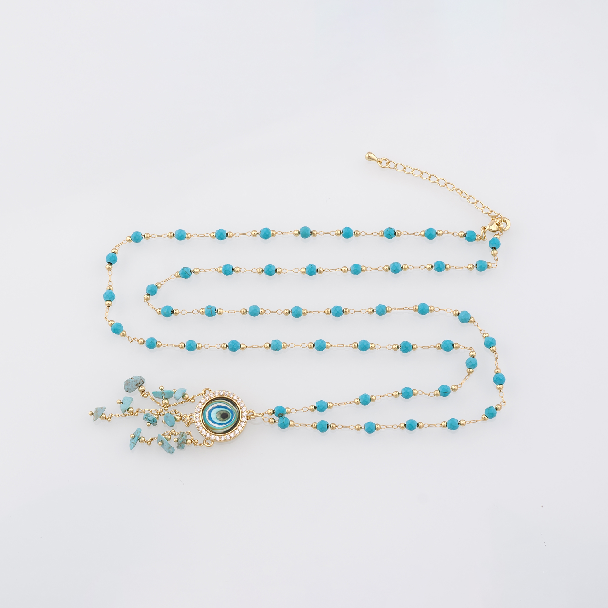 18K Gold Filled Evil Eye Necklace,Beaded Necklace,Minimalist Necklace,Adjustable Necklace